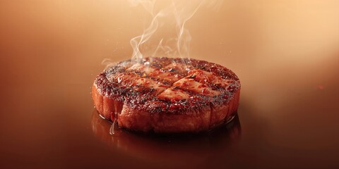 Top view of a vibrant grilled steak highlighting marbling for menu background, Textures / Backgrounds / Patterns