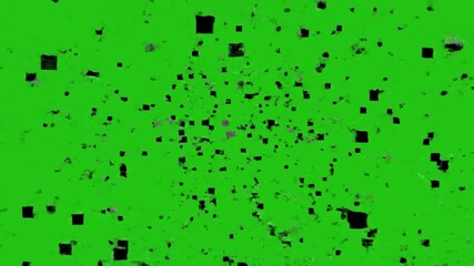 Static noise building up in abandoned warehouse with static noise gradually increasing and effect green screen digital glitches style - Powered by Adobe