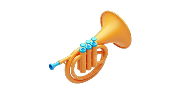 Orange French Horn Isolated on White Background - Powered by Adobe