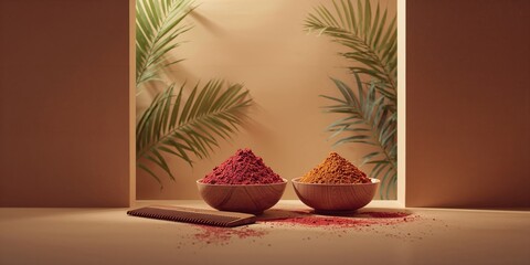 Henna in bowls prepared for traditional body art, highlighting cultural significance and application techniques