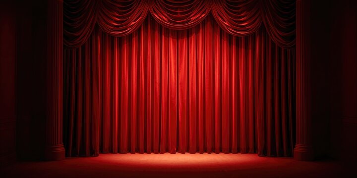 Vibrant red drapery in a cinema setting used for background display