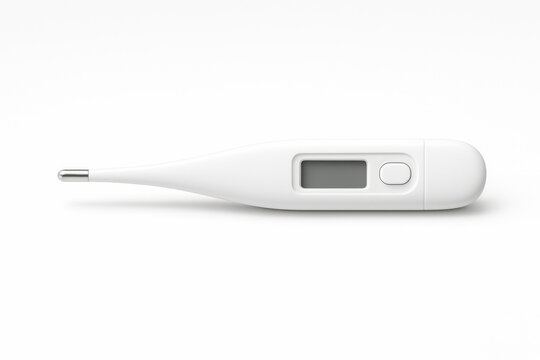 Clean Digital Thermometer Mockup with Blank LCD Display &ndash; Medical Device Isolated on White