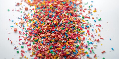 Close-up of colorful pencil shavings from sharpening, used as a creative background for art projects