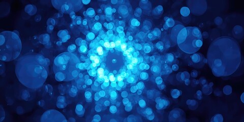 Blue abstract with bokeh rings and defocused background for digital interface backgrounds
