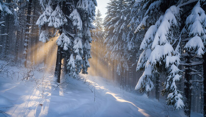 snow covered trees in winter, snow background, Christmas xmas, trees