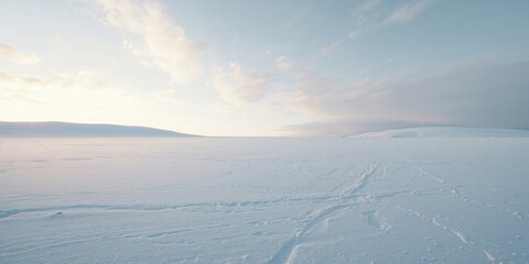 Winter landscape with snow-covered plains following a storm, ideal for nature backdrops