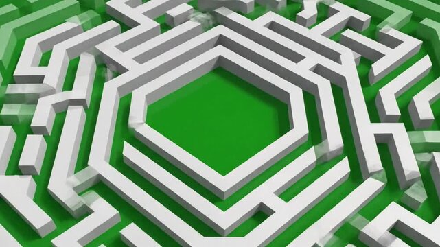 Fractal Geometric Bloom with geometric maze slowly changing on effect green screen abstract textures style featuring geometric