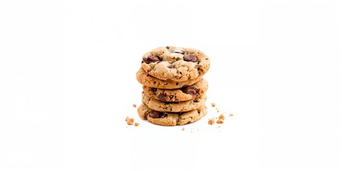 Chocolate chip cookies on a white background, highlighting baked goods safety and quality control