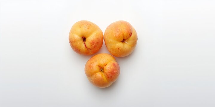 Golden paraguayos flat peaches on a white background, ideal for food layout design