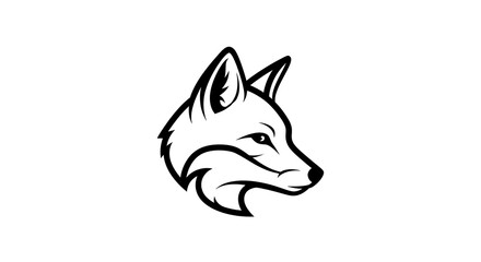 Obraz premium Elegant Fox Head Silhouette - Minimalist Black and White Design.
