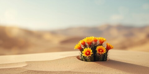 Parodia sanguiniflora cactus with vibrant blossoms, emphasizing drought-resistant plant features