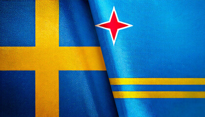 スウェーデンの国旗とオランダ領アルバの国旗(Sweden flag & Aruba flag.)
