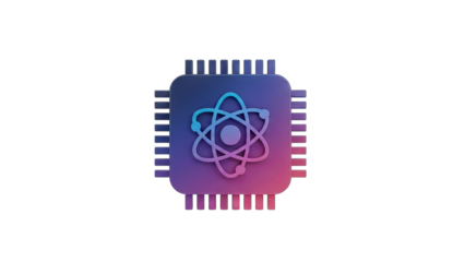 Digital Atom Icon Integrated Into A Futuristic Microchip With A Gradient Color Palette On A Transparent Background Symbolizing Advanced Technology And Scientific Innovation