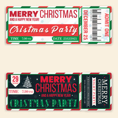 Colorful Christmas Party Tickets With Festive Elements