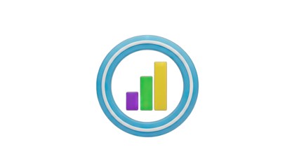 Digital Bar Chart Growth Icon With Circular Frame On Transparent Background Represents Data Analysis And Financial Progress