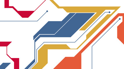 abstract futuristic background with circuit board elements. Designed with geometric lines and shapes. Suitable for web banners, presentations, and wallpapers with a retro futuristic theme.