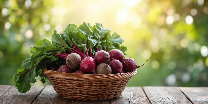 Close-up of fresh organic beetroots in a wicker basket highlighting natural produce for sustainable farming awareness - Powered by Adobe