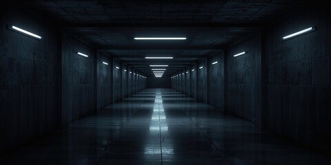 Obraz premium Vacant concrete tunnel interior with white illumination serving as a backdrop for urban design projects