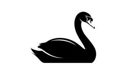 Fototapeta premium Elegant Black Swan Silhouette on White Background.