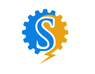 engineering service logo,servive gera logo,s gear logo,s gear icon logo,s symbol logo,electric gear logo