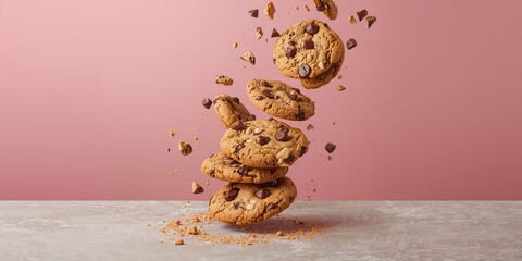 Chocolate chip cookies stacked on a stone surface, baking safety and maintenance practices