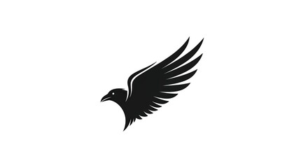 Obraz premium Elegant black eagle hawk silhouette with spread wing logo design.