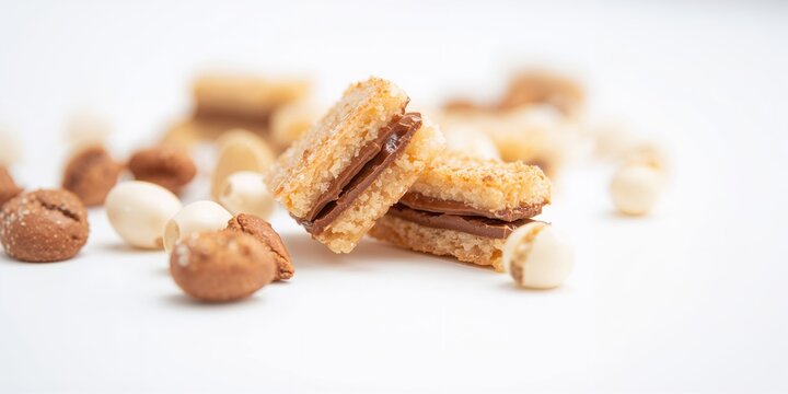 Crispy wafers filled with creamy hazelnut spread used as a sweet snack or dessert, World Food Day - Powered by Adobe