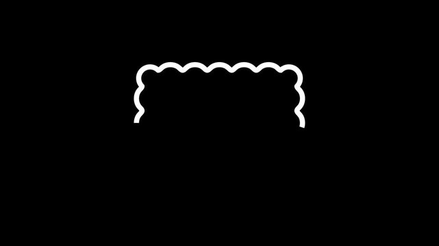 Geometric decorative frames or stickers in the shape of a rectangle with a wavy or zigzag edge graphic animation. Alpha channel. Transparent background motion