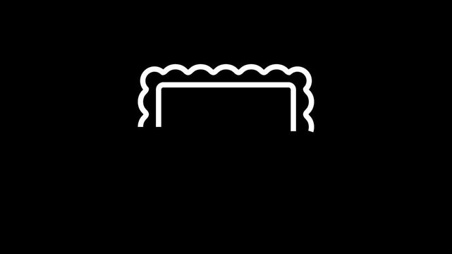 Geometric decorative frames or stickers in the shape of a rectangle with a wavy or zigzag edge graphic animation. Alpha channel. Transparent background motion