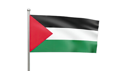 Palestinian Flag Waving on White Background