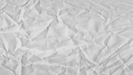 Crumpled paper texture background. White wrinkled sheet. Overlay effect image