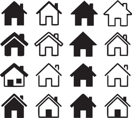 House icon set. Set of black house, Real estate symbols, vector illustration