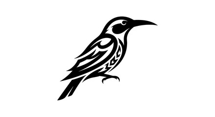 Obraz premium Elegant Black Raven Silhouette on White Background.