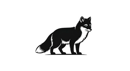 Obraz premium Elegant Black and White Fox Illustration Standing Gracefully.