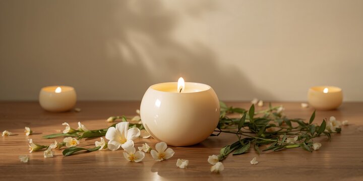 Natural soy candle shaped like a bubble with vanilla scent, used for relaxing ambiance, World Candle Day