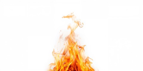White background with fire flames for digital display or safety signage, heat or caution