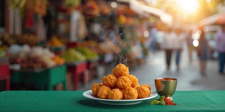 Malay snack called cucur udang, shrimp and wheat flour batter prepared for deep frying, food safety focus