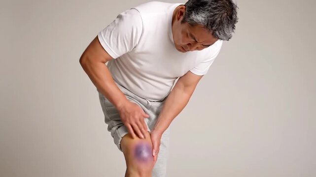 Man Experiencing Knee Pain and Holding His Knee Showing Medical Symptoms