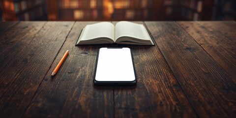 Smartphone display with a pencil and notebook used for organizing ideas and tasks