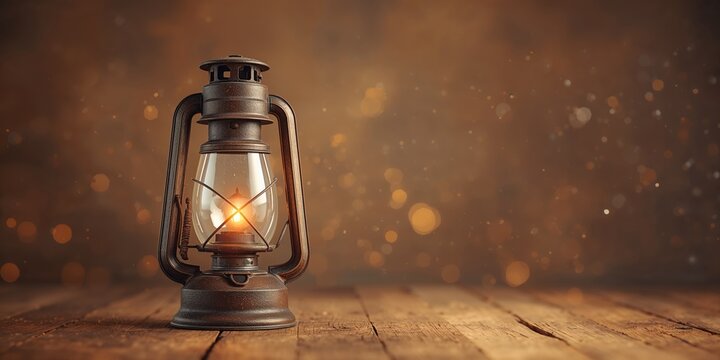 Classic lantern with clear glass panels and sturdy frame, ideal for rustic decor and outdoor lighting