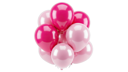 Pink Balloons Floating on White Background