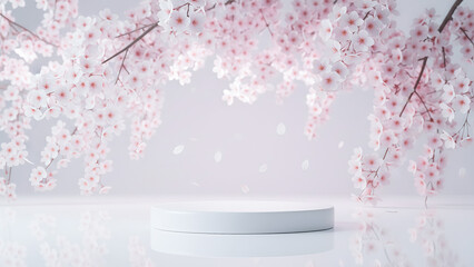 White podium background with nature.