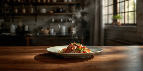 Breakfast featuring cooked rice and noodles served in a dish, carbohydrate-rich meals, Thai cuisine