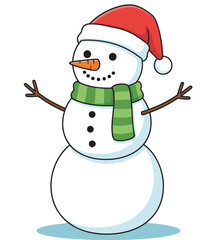 A cheerful holiday snowman character proudly stands ready for festive winter celebrations and fun
