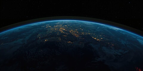 Obraz premium Night view of the planet with densely lit urban areas highlighting city scale and distribution