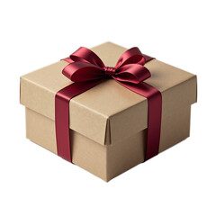 Elegant Kraft Paper Gift Box Wrapped with Red Ribbon - High Resolution Studio Shot