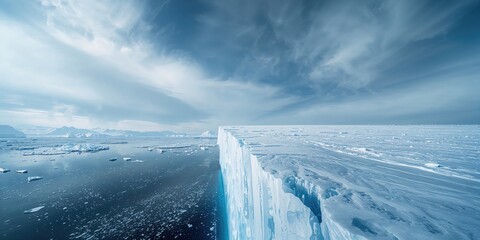 Ice shelf at Antarctica, climate change effects on polar ice masses