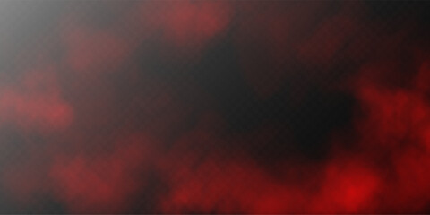 Abstract Red Smoke on Transparent Background with Rising Fog Clouds.