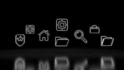 Mobile commerce concept business technology illustration with mobile phone network icons set