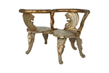 Gilt Ornate Carved Bench Antique Furniture Piece PNG